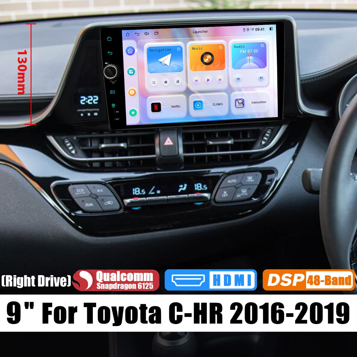 Toyota CHR 2016-2019 9" Android Head Unit